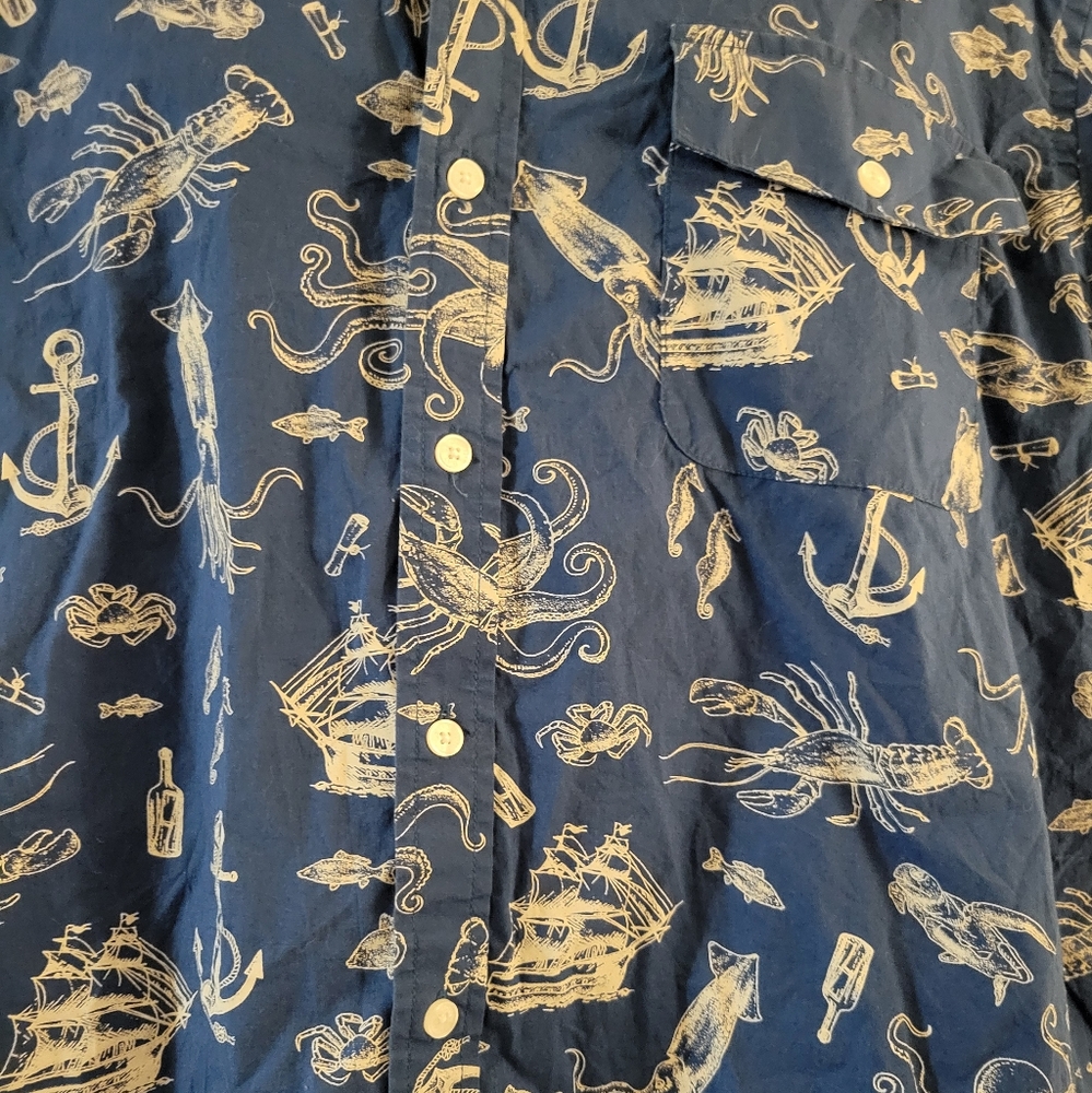 St. Johns Bay Nautical Button Front Shirt XL - Picture 6 of 8